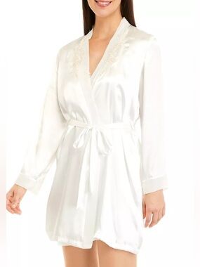Linea Donatella White Satin Bridal Robe Embroidered